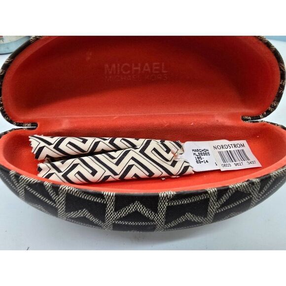 VTG Michael Kors Sunglasses White Beige orange Rhinestone Oversized Frame Case - Picture 11 of 13